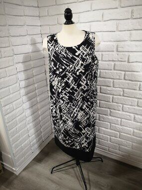 Penningtons Women's Size 20W Black & White Patterned Sleeveless Dress Summer
